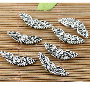 20pcs tibetan silver tone 2sided skull wing bead EF1782