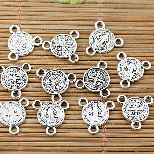 30pcs Tibetan silver nice 3holes round connectors EF1884