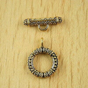 8sets dark gold-tone studded round toggle clasps h2205