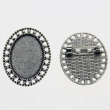 Lote de 2 cabujón ovalado de color plata tibetana de 25 x 35/25 x 18 mm, 30 x 40 mm y 13 x 18 mm, con diseño de broche.