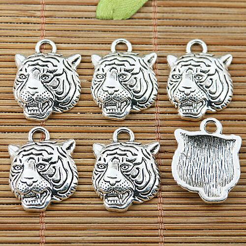 12pcs Tibetan silver fierce tiger head charms EF1814