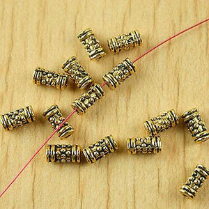 70pcs dark gold-tone studded columniform beads h1844