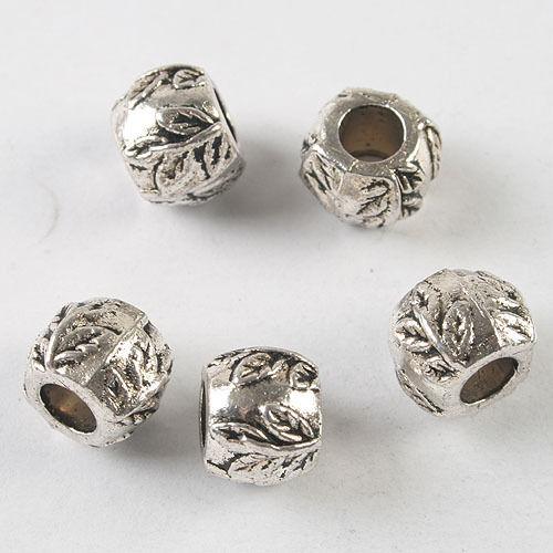 8pcs dark silver tone round leaf spacer beads h3844
