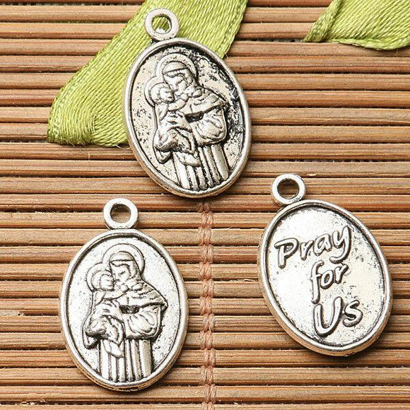 20pcs antiqued silver  color oval shaped religious protrait charms  EF2737