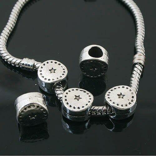 10pcs Tibetan Silver star spacer Beads Fit European Bracelet L0146