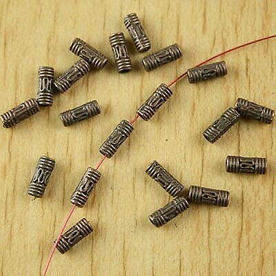 60pcs copper-tone carved wire tube spacer beads H2187