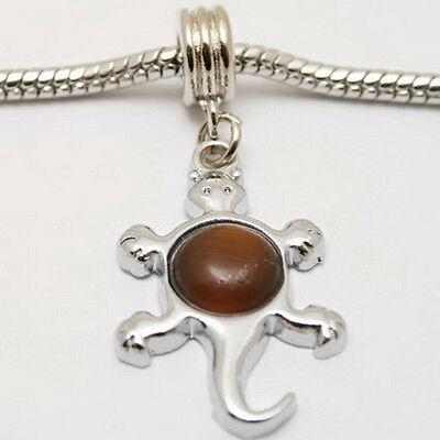 6pcs 18KGP dull brown turtle design dangle fit bracelet charm PQ669