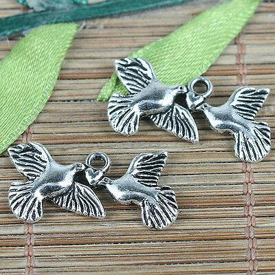 20pcs tibetan silver color Love couple bird charms EF0320