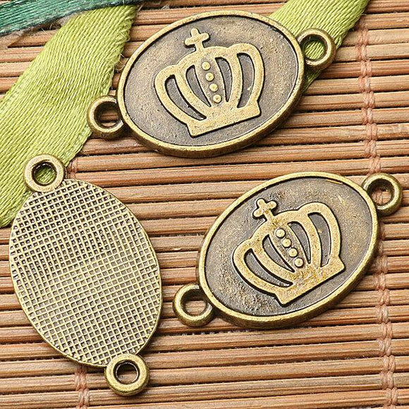 10pcs antiqued bronze color oval shaped crown pattern connector design EF2667