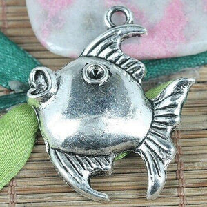 4pcs tibetan silver color fish charms EF0297