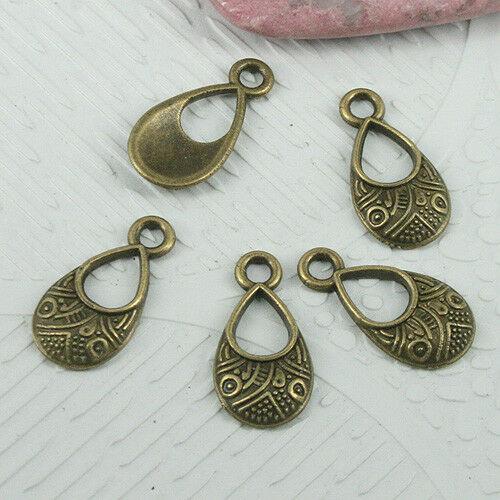 30pcs antiqued bronze color tear shaped patterns charms EF0666