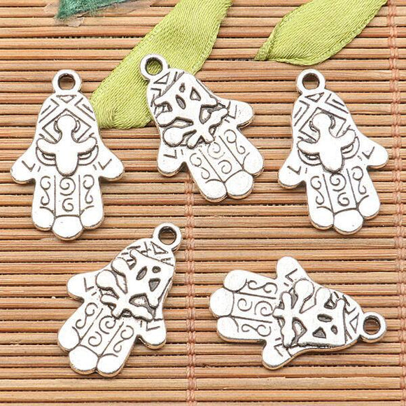 10Pcs  tibetan silver tone pattern hand palm  design charms H0339