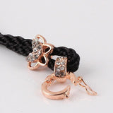 Black Color Necklace Cord Butterfly Rhinestones Bail Link Clasp   1pc CL14