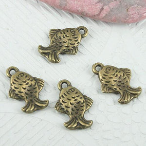 22pcs antiqued bronze color 2sided fish design charms EF0897