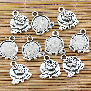 30pcs tibetan silver flower cabochon settings EF1408