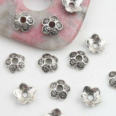 Tibetan Silver color 9mm flower bead caps 100pcs EF0057