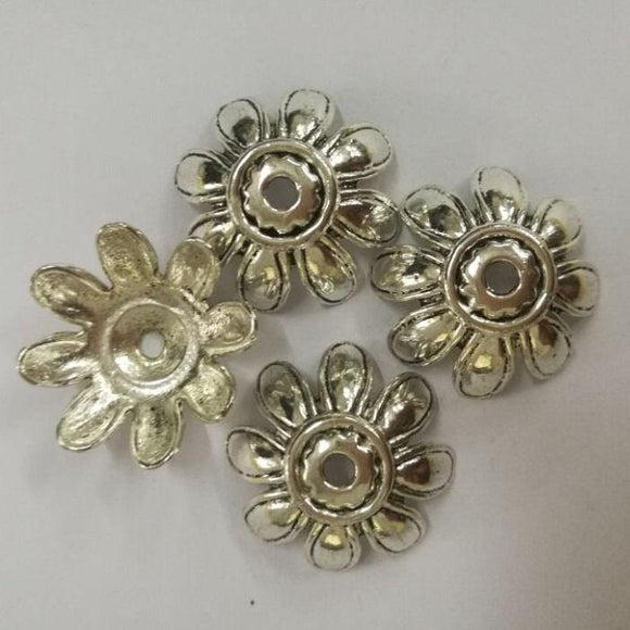 6pcs tibetan  silver color crafted flower design bead caps  H0656