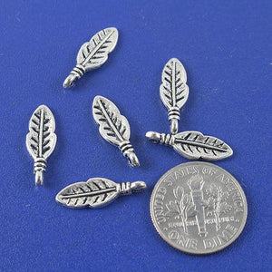 60pcs dark silver color two sides  leaf pendant  H0780