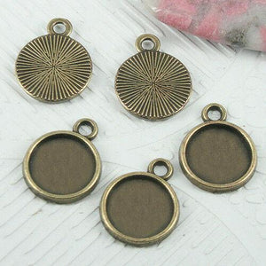 26pc  antiqued bronze color round cabochon settings INNER SIZE 10mm  EF0714
