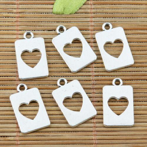 20pcs tibetan silver color heart hole in center design charms EF2352