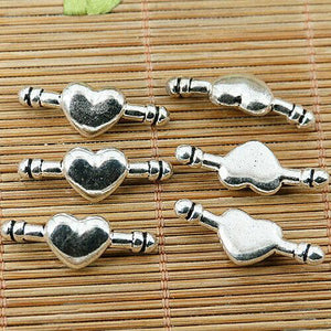 6pcs tibetan silver tone curved heart connector EF1710