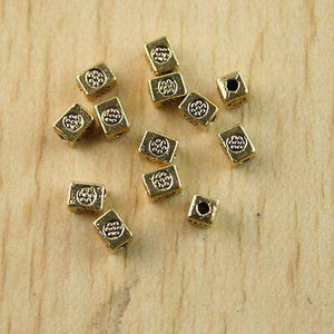 90pcs dark gold-tone crafted cubiod spacer beads h1291