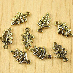 40pcs dark gold-tone leaf charms findings h1841