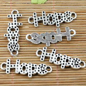 10pcs tibetan silver color dots Hope word connector design EF1457