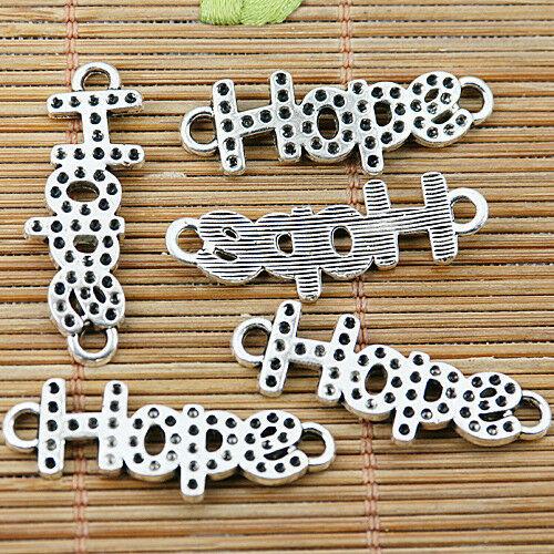 10pcs tibetan silver color dots Hope word connector design EF1457