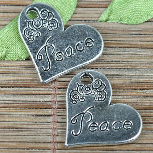 6pcs tibetan silver color heart shaped Peace charms EF0346