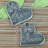 6pcs tibetan silver color heart shaped Peace charms EF0346