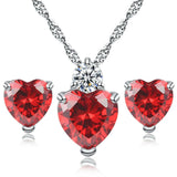 Fashion Jewelry set crystal Heart Shaped pendant +Stud Earring