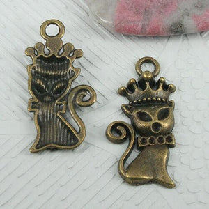 6pcs antiqued bronze color princess cat cameo design charms EF0783