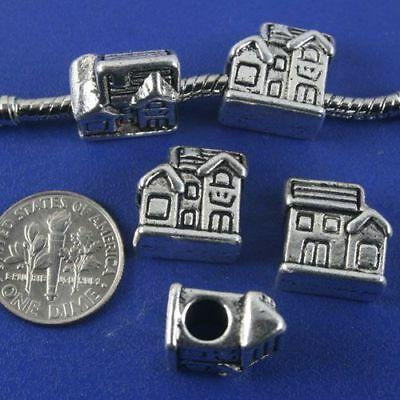 5pcs antiqued silver house design spacer beads G1318