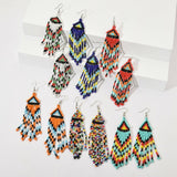 Fashion Jewelry Hook Earring Colorfull beaded long tassel Earring Bohe Earring