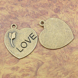 10pcs antiqued bronze flower LOVE charms G231