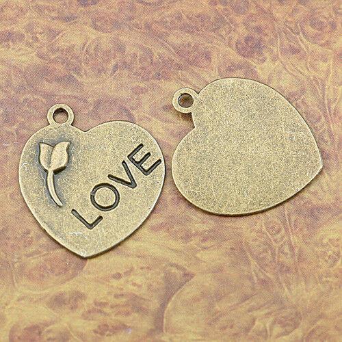10pcs antiqued bronze flower LOVE charms G231