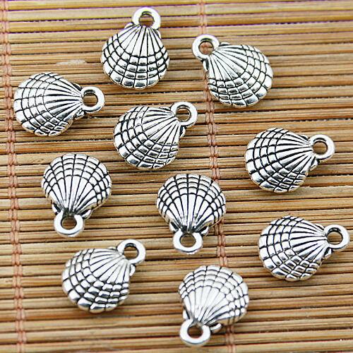 16pcs tibetan silver tone 2sided shell charms EF1508