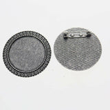 4pcs/lot Tibetan silver COLOR ROUND 20mm/35mm cabochon settings brooch design