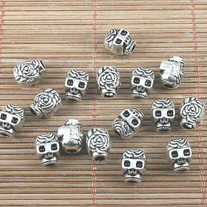 20pcs tibetan silver color skull head design spacer beads H0810