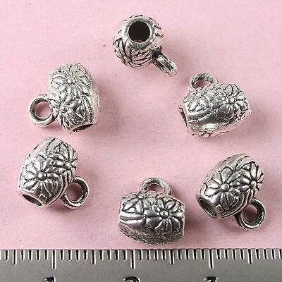 20pcs Tibetan silver color 2sided flower bail charms h1498