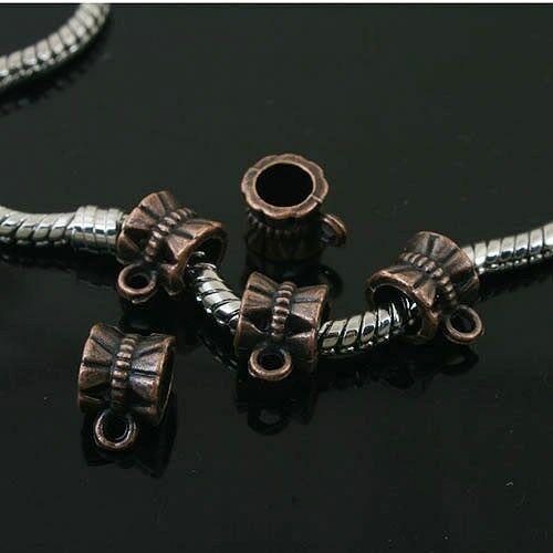 50pcs antiqued copper bail spacer charms Fit European Bracelet l0062