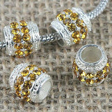 Fashion Multi-color Crystal big hole European loose bead in silver color to Pick