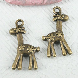 6pcs antiqued bronze color 2sided flowers animal charms EF0881