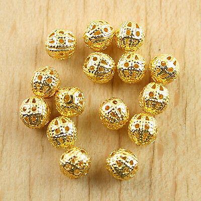 100pcs 6mm Gold tone craft hollow spacers beads h0610