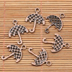 30pcs antiqued copper tone hollow umbrella design charms h1120