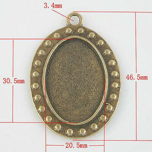 4pcs antique bronze oval picture frame in 30x20mm G803