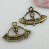 10pcs golden / antiqued bronze color UFO design charms EF0550