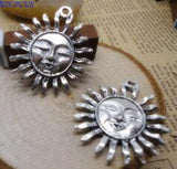 Factory Price 3 Pieces/Lot 34mm*30mm Antique Bronze Or Antique Silver Plated  Charms Metal Sun Charm For Jewelry Making