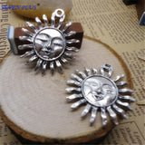 Factory Price 3 Pieces/Lot 34mm*30mm Antique Bronze Or Antique Silver Plated  Charms Metal Sun Charm For Jewelry Making